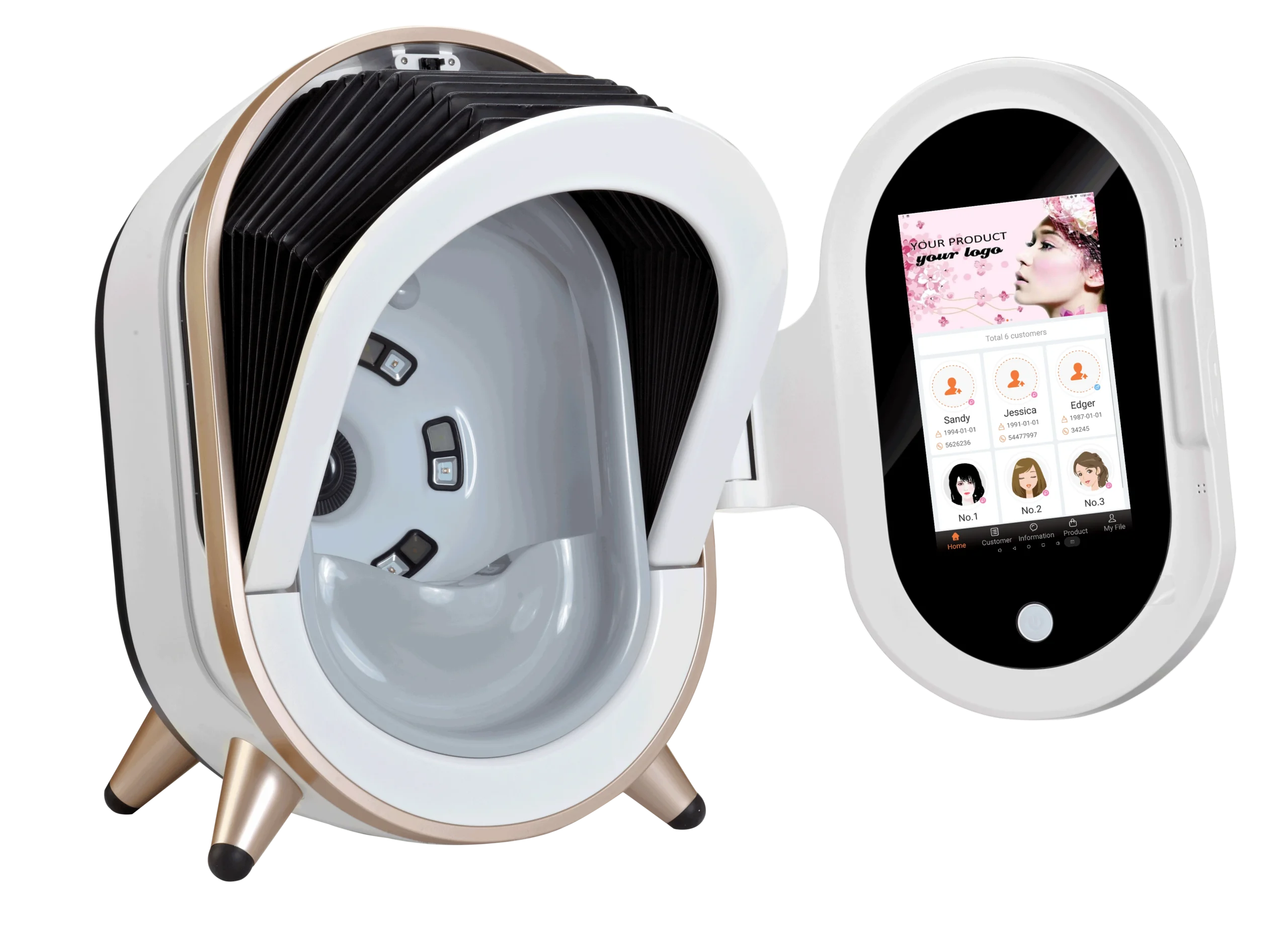 Facial Skin Analyzer Machine on white background, front view